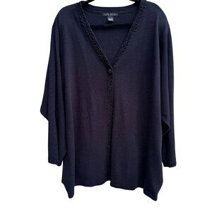 Lane Bryant Designs Collection‎ Womens Black Beaded Knit Cardigan Sweater 26/28